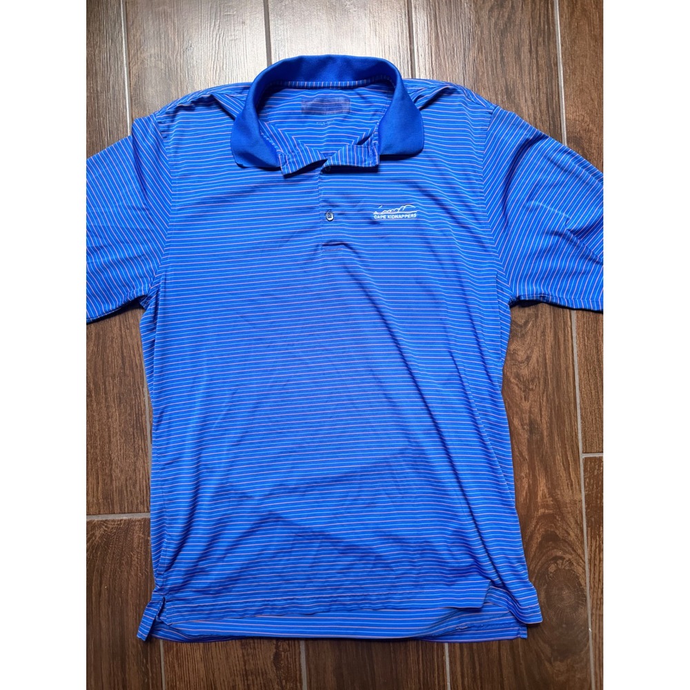 Cape Kidnappers Golf Polo Shirt Mens Large Blue Orange Striped Short Sleeve L